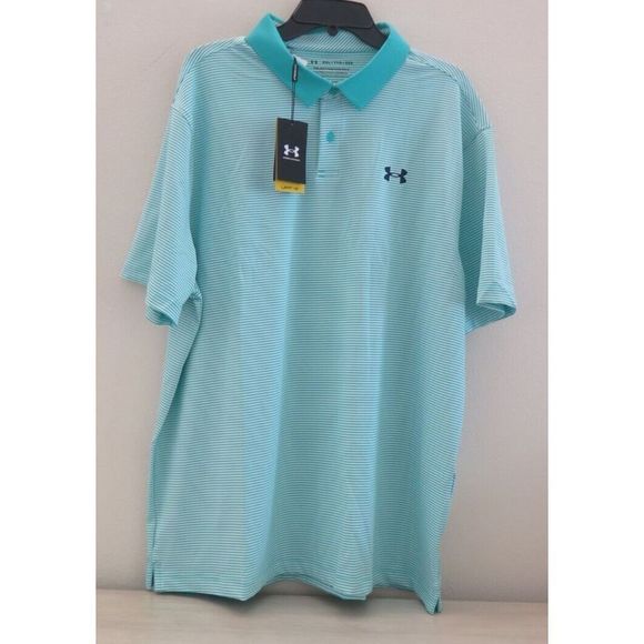 Under Armour 1361823 Men's Sz 2XL Neptune/Academy Blue Performance Stripe Polo - Picture 1 of 8